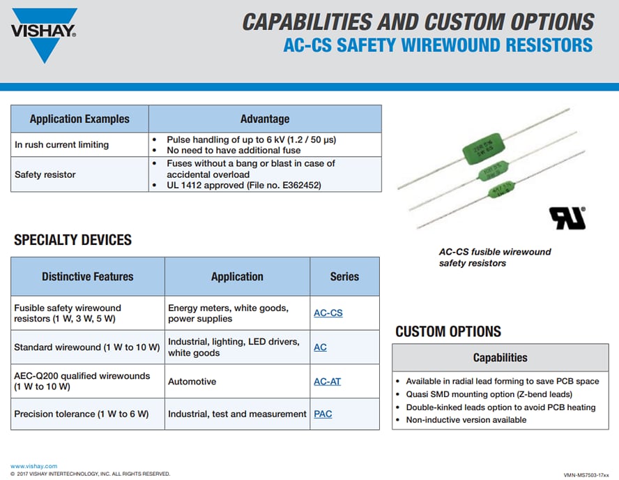 Vishay / Draloric AC Cemented Leaded Wirewound Resistors