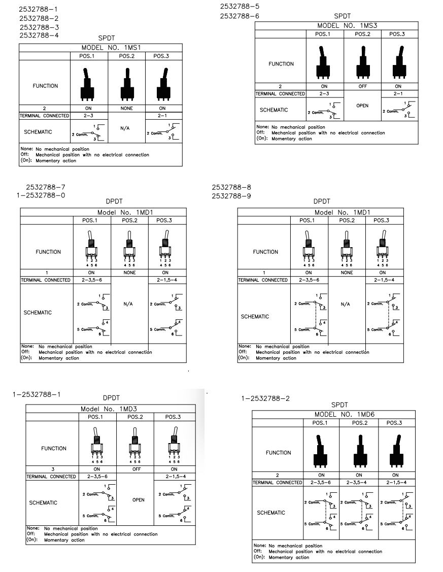 Schematic - TE Connectivity / Alcoswitch Delta Miniature Toggle & Pushbutton Switches