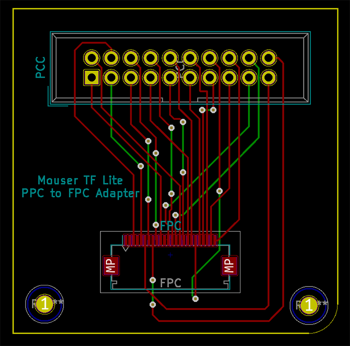 PCB layout of the adapter board.