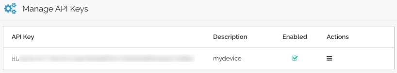 Newly Created API Key
