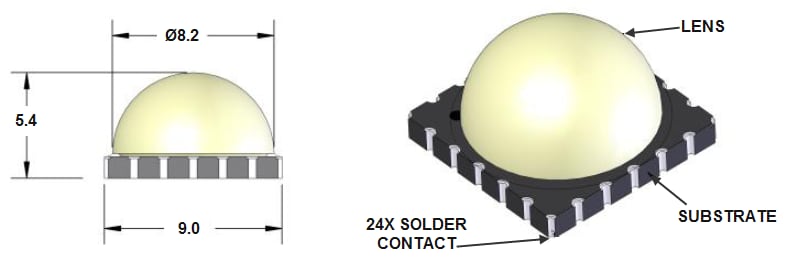 LedEngin LZC-UV Series 40 Watt UV LED Emitters Mechanical Dimensions